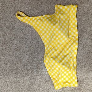 Old navy yellow gingham one shoulder bathing suit top